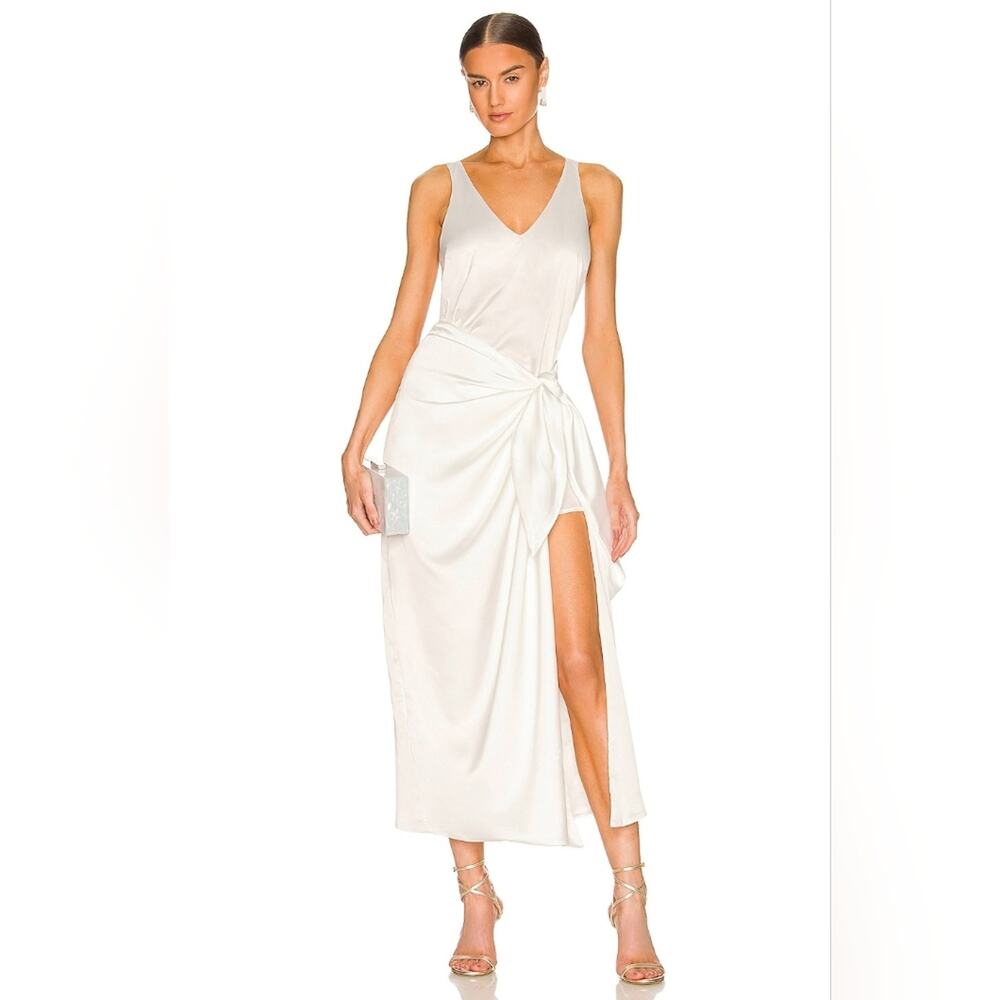 Hampton Wrap Dress in Ivory Luxe SatinShow Me Your Mumu size xs sale